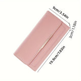 Trendy Lychee Pattern Long Wallet, Solid Color Multi-card Slots Card Holder, Perfect Purse For Daily Use