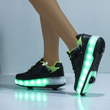 Stylish Unisex LED Light Up Roller Shoes - Comfy Detachable Wheel Skate Sneakers with Breathable Mesh Upper for Boys and Girls Teen Outdoor Activities - Perfect for Casual Wear, School, and Park Play