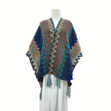 Boho Chic Knitted Shawl - Warm, Windproof, Elastic with Unique Striped Design for Casual Elegance & Adventure