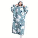 1pc Unisex Super Soft Extra Long Hoodie Blanket - Cozy Giant Hooded Wrap for Women & Men Adults - Ultra-Comfortable Fluffy Wearable Sweatshirt, Perfect for Lounging