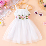 Girls' Summer Princess Dress - Floral Embroidery, Breathable Mesh, Perfect for Party & Beach Wear