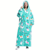 1pc Extra Long Wearable Blanket Hoodie With Sleeves - Ultra Soft, Super Warm, and Cozy Fleece Oversized Hoodie Blanket with Giant Pocket for Snuggling Up - Perfect Gift for Women, Men, and Mom