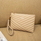 Elegant Ladies Clutch Wallet, Fashion Striped Hand Purse With Wristlet, Chic Evening Bag For Women