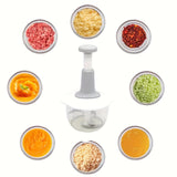 Versatile 50.72oz Manual Food Processor - Stainless Steel Vegetable Crusher, Garlic Masher & Meat Grinder - Easy Clean, Perfect for Home Kitchens & Outdoor Camping