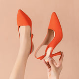 Chic Slingback Stiletto Pumps - Sleek Solid Color with Adjustable Buckle, Elegant Pointed Toe for Formal Occasions