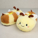 Casual Cute Cartoon Bee Design Slip On Home Shoes For Girls, Non-slip Warm Furry Slippers For Indoor Party