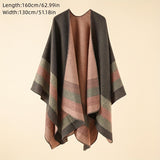 Ladies Large Striped Shawl Vintage Inelastic Sunscreen Cardigan Air-conditioned Room Windproof Warm Shawl