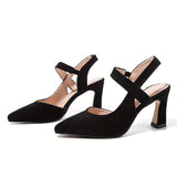 Women's High Heel Sandals, Elegant Point Toe Slingback Pumps, Fashion Solid Color Outdoor Shoes