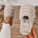 Women's Plush Winter Slippers, Solid Color Cozy & Warm Closed Toe Shoes, Comfy Indoor Floor Slippers