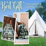 1pc Cozy Camping Theme Gift Blanket - Soft Flannel, Happy Campers Decor, Outdoor Travel Hiking Throw Blanket for Women and Men Lovers - Perfect for Campsite, Picnic, and Home Decor