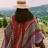 Boho Chic Knitted Shawl - Warm, Windproof, Elastic with Unique Striped Design for Casual Elegance & Adventure