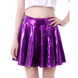 LUTAOTIE Popular European and American Nightclubs Bright Skirt Pleated Skirt Women Patent Leather Sexy Performance Costume