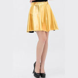 LUTAOTIE Popular European and American Nightclubs Bright Skirt Pleated Skirt Women Patent Leather Sexy Performance Costume