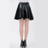 LUTAOTIE Popular European and American Nightclubs Bright Skirt Pleated Skirt Women Patent Leather Sexy Performance Costume