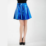 LUTAOTIE Popular European and American Nightclubs Bright Skirt Pleated Skirt Women Patent Leather Sexy Performance Costume