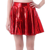 LUTAOTIE Popular European and American Nightclubs Bright Skirt Pleated Skirt Women Patent Leather Sexy Performance Costume