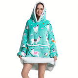 1pc Halloween Style Oversized Hoodie Wearable Blanket For Women Super Soft Warm Comfortable Giant Wearable Blanket Pullover Sleepwear For Women Men Adults With Big Pocket