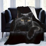 1pc Cozy Black Cat Flannel Blanket - Soft Plush Throws for Bed, Sofa, Couch, and Bedroom - Super Warm Fleece Throw Blanket for Women, Men, and Halloween Gifts