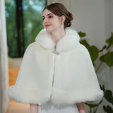 Luxurious Faux Fur Collar Shawl - Stylish, Elegant, Thick, Warm, Windproof, and Fuzzy - Perfect for Bridal, Wedding, and Outdoor Events