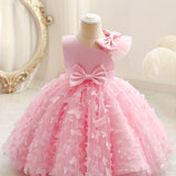 Fluttering Butterfly Tutu Dress - Sleeveless & Bow-Accented - Adorable Flower Girl Princess Outfit for Party Celebrations