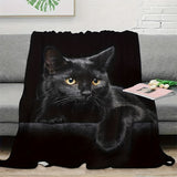 1pc Cozy Black Cat Flannel Blanket - Soft Plush Throws for Bed, Sofa, Couch, and Bedroom - Super Warm Fleece Throw Blanket for Women, Men, and Halloween Gifts