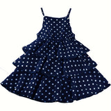 Girls Polka Dot Ruffled Sundress, Elegant Ladylike Style, Sleeveless Dress for Kids