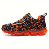 Boys & Girls LED Spider Net Sneakers - Fashionable & Cool Design, Breathable, Shock-Absorbing, All-Season Woven Skate Shoes