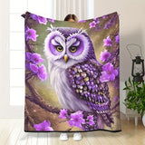 1pc Cozy Owl Flannel Blanket - Soft Bed, Sofa, Office Shawl, Leg Cover for Wilderness Camping - Multipurpose, Comfortable, Thermal, and Fuzzy Blanket for Chilly Nights