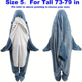 Cozy Shark Hoodie Blanket - Soft Flannel Wearable Sleeping Bag, Machine Washable, Contemporary Style