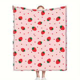 1pc Cozy Strawberry Blanket - Soft, Plush, and Vibrant Throw Blanket for Sofa, Bed, Office, Camping, and Travel - Multi-Purpose, All-Season Gift for Family and Friends