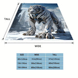 1pc Cozy Snow Mechanical Tiger Print Blanket - Lightweight Flannel Throw For Sofa, Bed, Travel, Camping, Livingroom, Office, Couch, Chair, And Bed - Digital Printing Fleece Blanket With Soft And Warm Flannel Fabric, Gifts For Family Or Friends