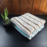 Ultra-Soft Luxury Bath Towel - Absorbs Water Quickly, Gentle on Skin, Striped Pattern, Modern Design, Perfect for Home, Kitchen, and Bathroom Use, Durable and Long-Lasting