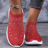 lutaotie Stylish Womens Walking Sneakers - Breathable, Lightweight, Comfortable, Stabilizing Shoes with Rhinestone Decor, Chunky Sole, and EVA Insole for All-Season Wear