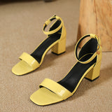 Stylish Chunky Heel Sandals - Women's Shoes - Solid Color Ankle Buckle Strap Casual Summer Shoes with Versatile Design for Daily Wear