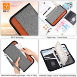 Family Passport Holder, RFID-Blocking Travel Wallet, Ticket Holder, Document Organizer, With Zipper For Women Men, Fits 5 Passports