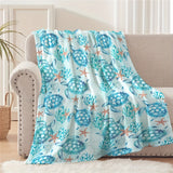 1pc Cozy Turtle Printed Flannel Throw Blanket - Soft, Plush, Four Seasons Bed Blanket for Sofa, Couch, Office, Bed, Camping, Traveling - Warm, Lightweight, Air-Conditioning Friendly, Versatile, and Portable