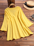 Plus Size Chic Solid Blouse with Flattering V-Neck - Effortless 3/4 Sleeve Casual Style for Spring - Curvy Womens Fashion