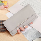 Trendy Lychee Pattern Long Wallet, Solid Color Multi-card Slots Card Holder, Perfect Purse For Daily Use