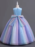 Rainbow Princess Dress for Girls - Lace, Tulle, and Flower Accents - Perfect for Wedding, Pageant, Runway, Piano Performance, and Special Occasions