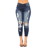 LUTAOTIE  Summer  Factory in Stock High Elastic Ankle-Length Ripped Women's Skinny Skinny Hip Raise Fashion Jeans