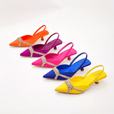 Elegant Slingback Kitten Heels: Solid Color, Lace-Up, Comfortable Low Stiletto, Pointed Toe - Perfect for Every Occasion