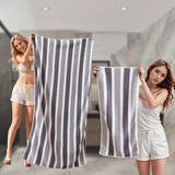 Ultra-Soft & Absorbent Striped Towel Set - Extra Large Bath (35.4x67in) and Bath Towel (16.5x31.5in) Combo, Lint-Free for Shower, Travel, Sports & Home Use