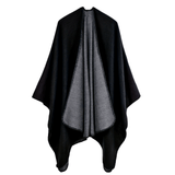 Generous Solid Color Cashmere-Feel Shawl Cape - Timeless Elegance, Ultra-Warm & Reversible - Versatile Windproof Cardigan-Style Wrap