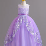 Gorgeous Sequin Trim Sleeveless Princess Dress Comfy Tutu Dress Kids Clothes For Party Performance