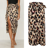 LUTAOTIE Cross-Border   Leopard Print Women's European and American Sexy Wild Leopard High Waist Slit Skirt Split Skirt