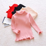 New new processing custom spot wholesale children's clothing girls sweater ruffle edge bottoming knitted sweater