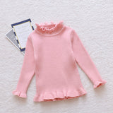 New new processing custom spot wholesale children's clothing girls sweater ruffle edge bottoming knitted sweater