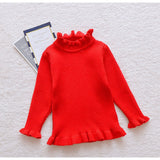 New new processing custom spot wholesale children's clothing girls sweater ruffle edge bottoming knitted sweater