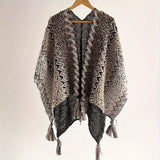 Boho Chic Knitted Shawl - Warm, Windproof, Elastic with Unique Striped Design for Casual Elegance & Adventure