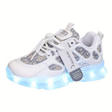 USB Rechargeable LED Light Low Top Sneakers - Breathable, Lightweight, Casual Running Shoes with Cool Design for Boys - Perfect for All Seasons and Outdoor Activities